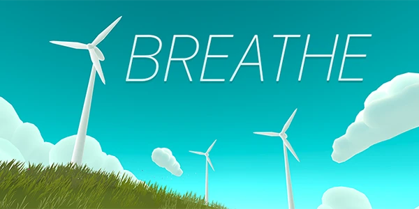 Breathe experience logo with windmills on it.